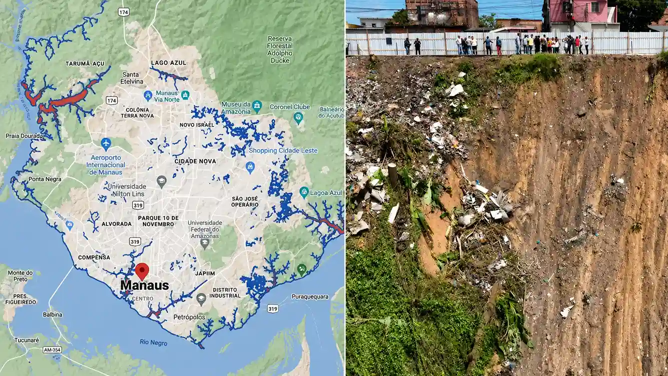 Área de encosta em Manaus com vegetação e solo exposto